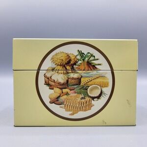 Vintage C.W. Post Family Style Cereals Recipe Box W/ Dividers Tin Metal